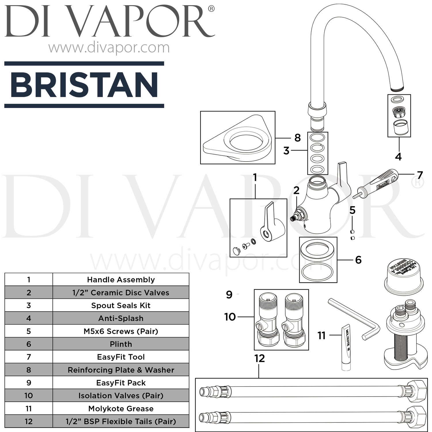 Bristan EC SNK EF C TO Echo Easyfit Sink Mixer Spare Parts